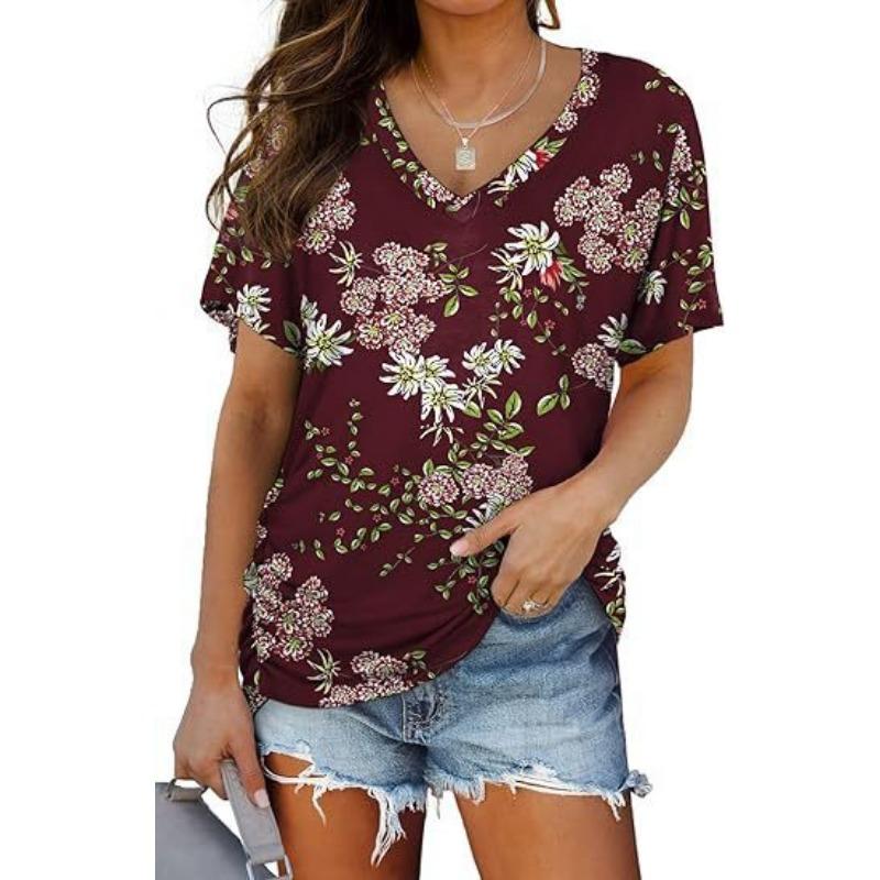 Women's Striped  T-Shirts (women’s) Printed Fashion Gradient Short Sleeved Casual V-neck T-shirt for Women