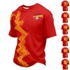 Herren Freizeit-Fußball-Print Schnelltrocknendes Rundhals-Mesh-Kurzarmhemd, Leichtes Atmungsaktives Oberteil für Sport oder Alltag
