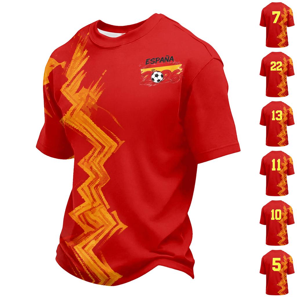 Men's Casual Soccer Print Quick-Dry Round Neck Mesh Short Sleeve Shirt , Lightweight Breathable Top for Sports or Everyday Wear