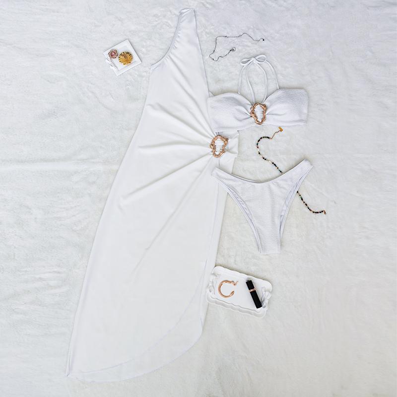 3 Pieces Bikini Set Sexy Women Swimsuits Female Swimwear Bikini One Shoulder Bathing Suit Swimming Suits Beachwear Biquini