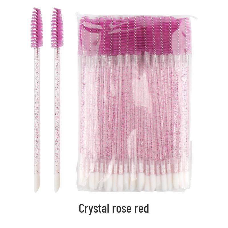 50-Piece Pack: Disposable Eyelash & Lip Brushes with Crystal Rod