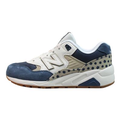 NB 580 Woven Texture Cushioning Low Top Marathon Running Shoes Women Sneaker Dark-Blue White WRT580KN