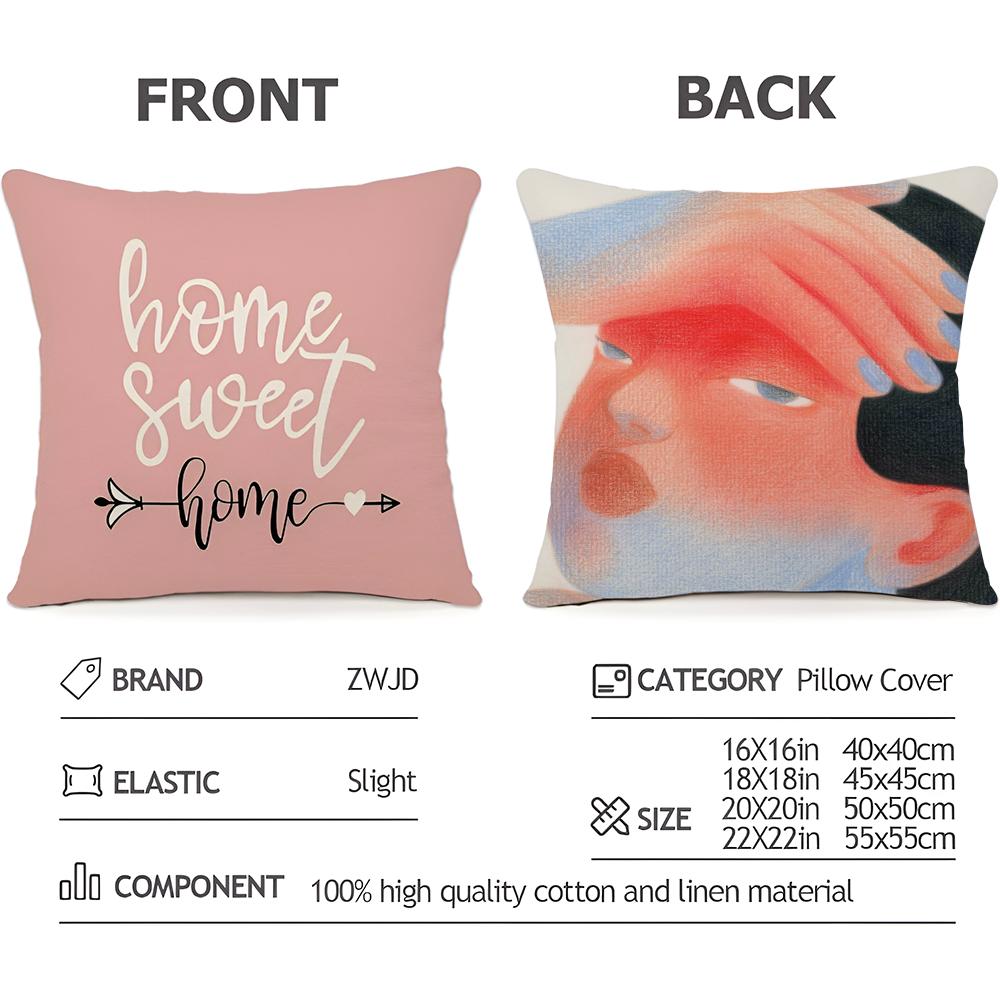 Tear Nevus Cushion Cover Household Decoration Linen Sofa Cushion Cover: Skin-Friendly & Breathable with Invisible Zipper