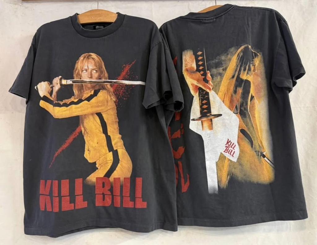Maglietta Promo Film KILL BILL Vintage Anni '90 2003 Uma Thurman L Stampa Singola RIPRODUZIONE