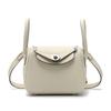 New First-layer Cowhide Lindy Bag, Genuine Leather Shoulder Messenger Bag, Fashionable Doctor Bag, Mini Bag, Silver Buckle, Silver.