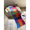 Autumn and winter rainbow plaid warm scarf sweet soft waxy long mohair fringed scarf retro
