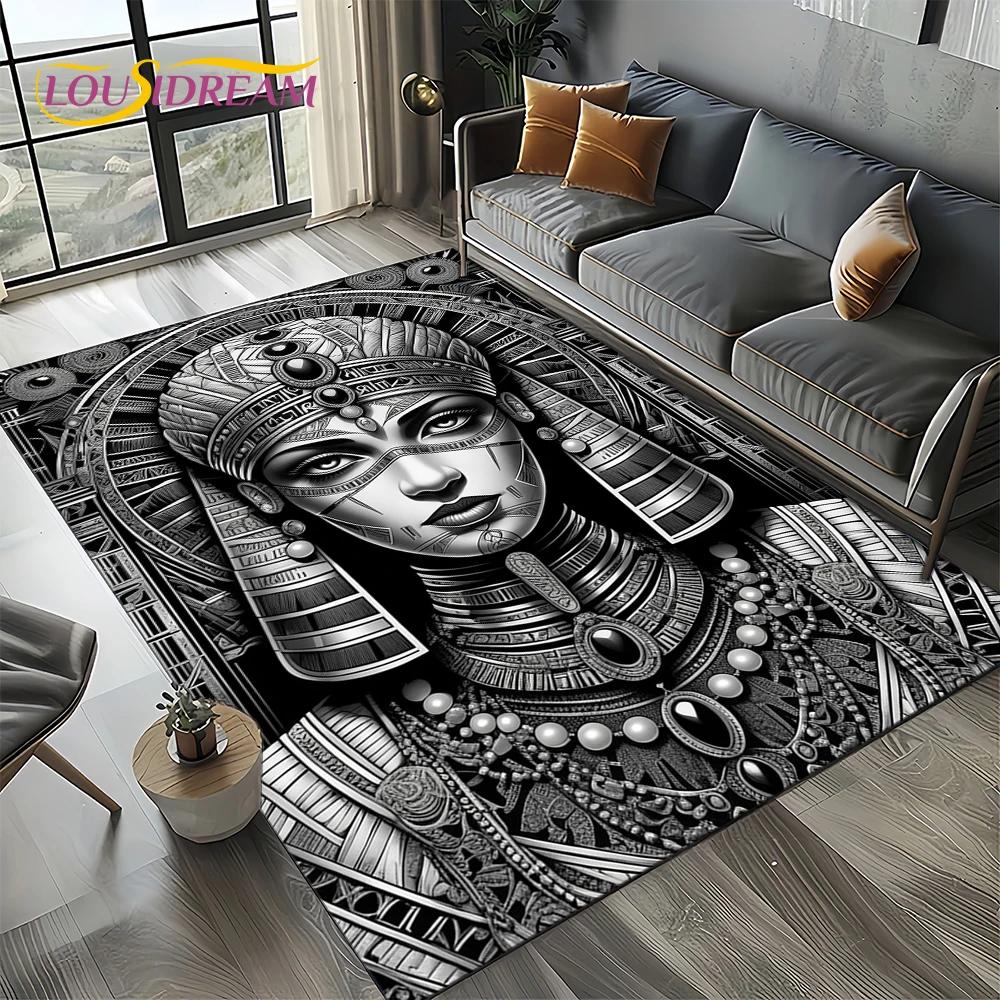3D Retro Ancient Egypt Death Anubis Pharaoh Horus Mythology Carpet Rug for Living Room Bedroom Home Sofa,Kids Non-slip Floor Mat