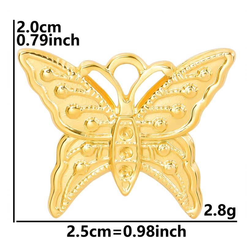 6pcs Gold Plated Butterfly Charms For Jewelry Making Bulk Stainless Steel Pendants Animal Dragonfly Cattle Peacock DIY Connector