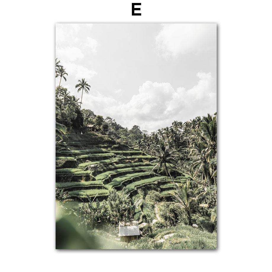 Green Mountain Waterfall Forest Leaves Landscape Posters And Prints Wall Art Canvas Painting Pictures For Living Room Home Decor