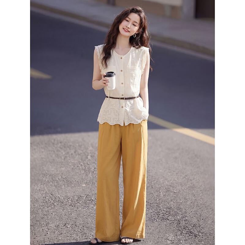 Summer Crochet Embroidery Linen Blend Two-Piece Set