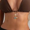 Set da 2 Pezzi Catena da Appendere per Bikini, Portachiavi a Tema Marino con Ciondolo a Goccia d'Olio Conchiglia Perle Imitazione Stella Marina Conchiglia, Accessorio Sexy per Abbigliamento da Spiaggia