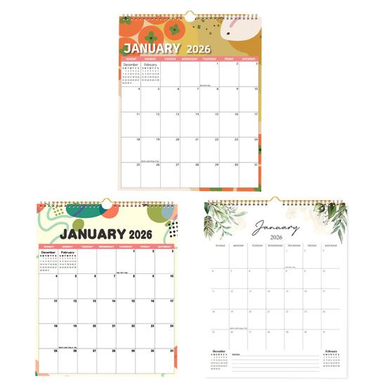 2026 Floral Wall Calendar Monthly Overview Thick Paper Calendar European American Style 12 Month Planner for Home Office School