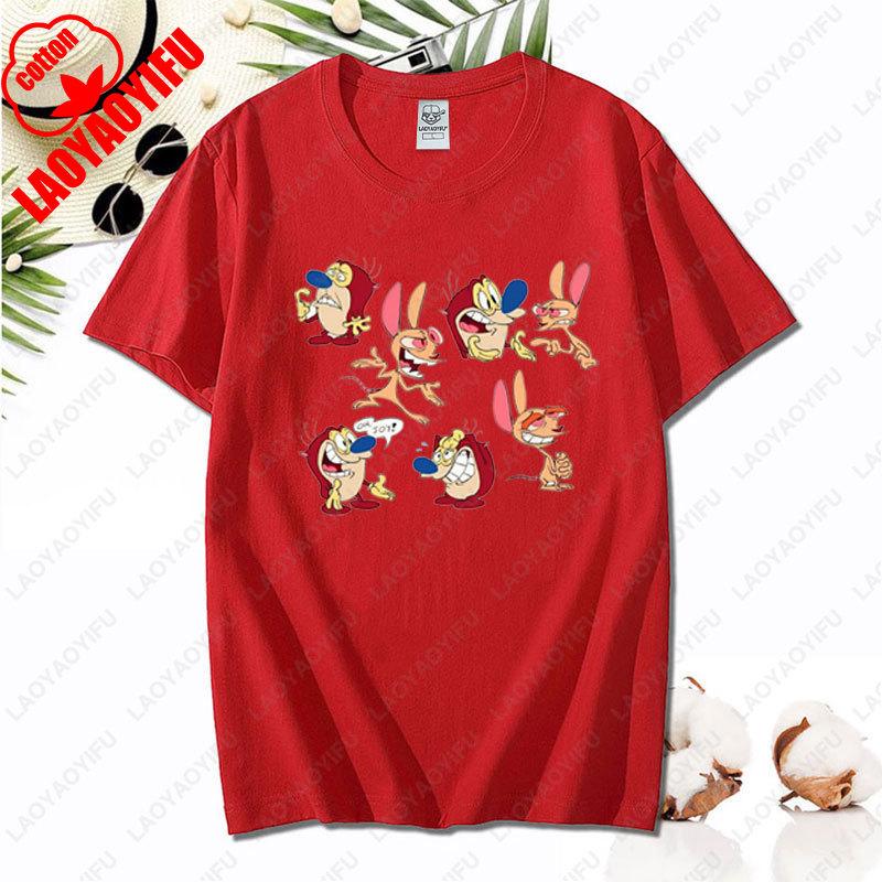 90s Ren Stimpy Show Nicktoons Nickelodeon TV Cartoon Tshirt New Style Nostalgia Childhood Tops Unisex Adult Clothing Cotton Tees