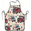 1pc Fire Truck And Ambulance Rescue Pattern Print Apron, Durable And Easy To Clean, Adjustable Waistband, Polyester Material, for Kitchen Cooking, Gar