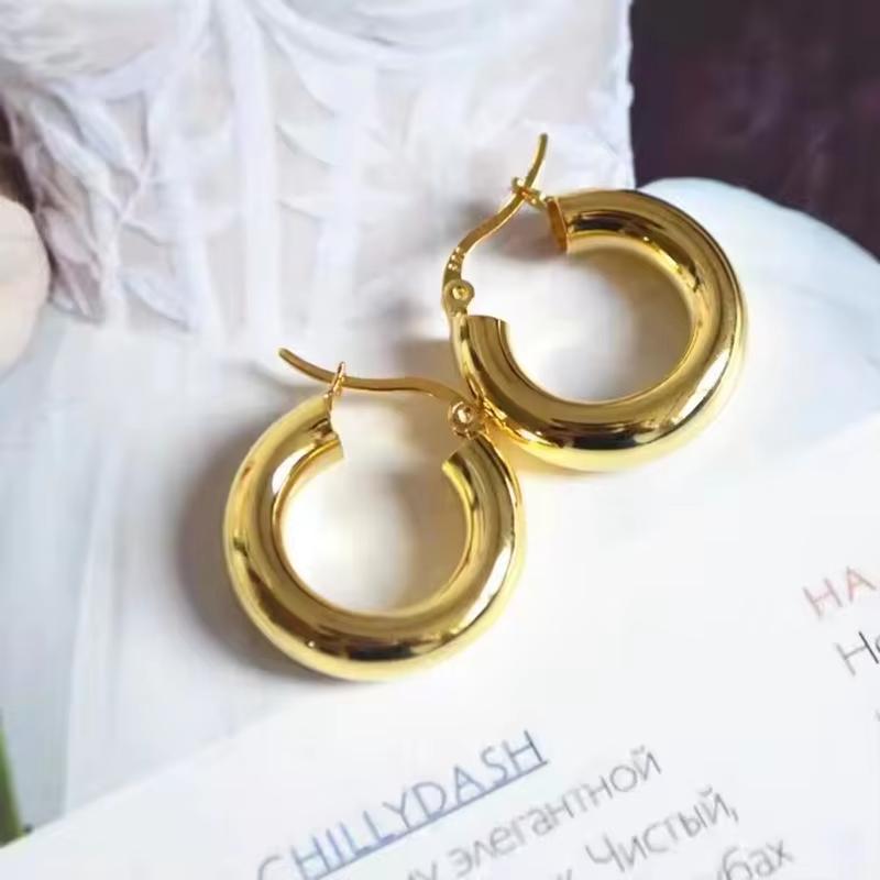 925 Silver Chunky Hoop Earrings for Women Geometric Circle Punk Ear Jewelry Party Gifts New