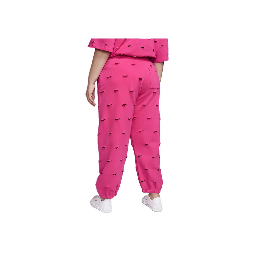 Nike X Jacquemus Co-Branded SS24 Solid Color Hollow-Out Thick Fleece Drawstring Knit Joggers Unisex Bottoms Watermelon-Red FJ3269-653