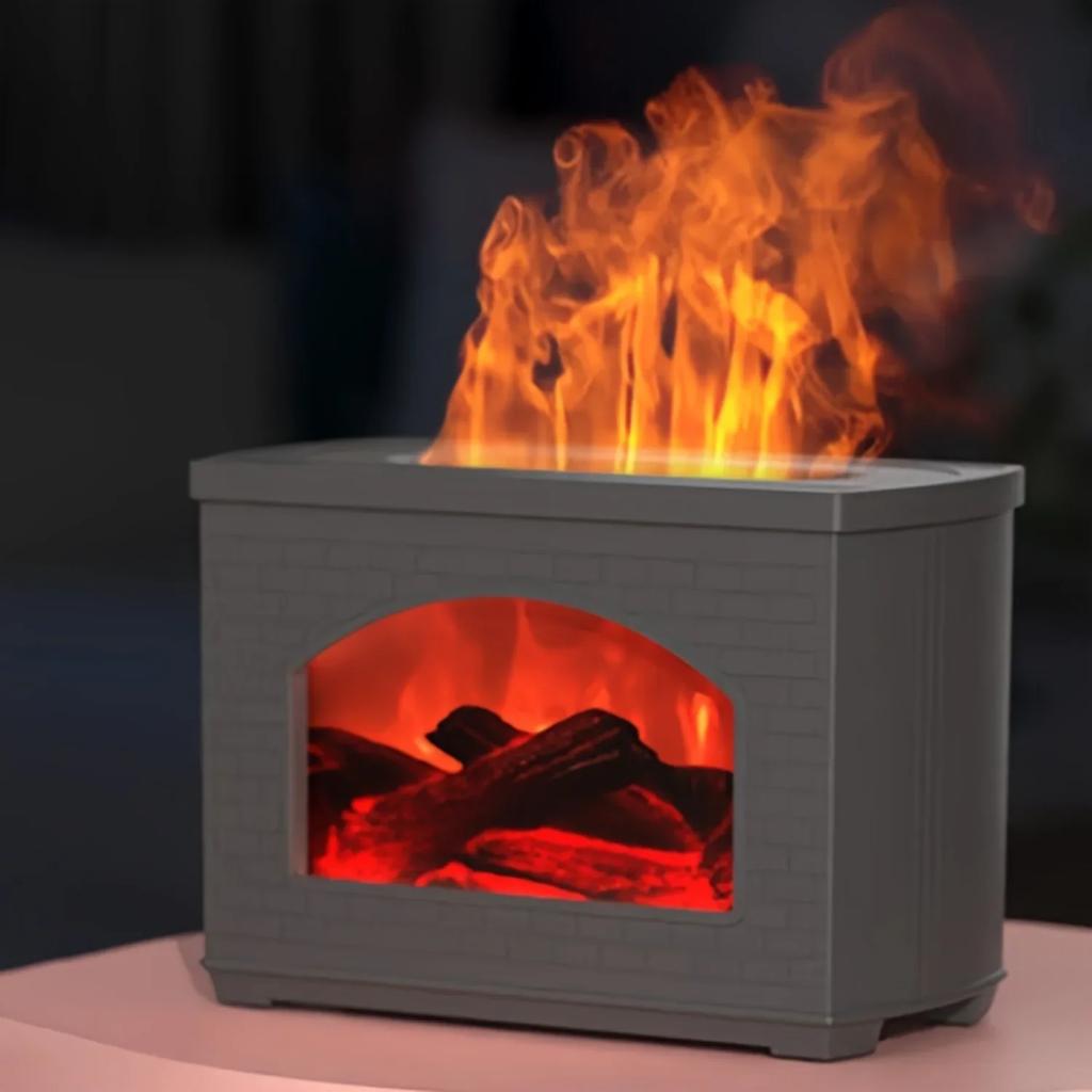 Niedliche Ästhetische LED-Nachtlichter Schreibtisch Luftbefeuchter, Simulationsflamme Feinsprühgerät Geschenk für Bauernhaus Kamin, Essentiell