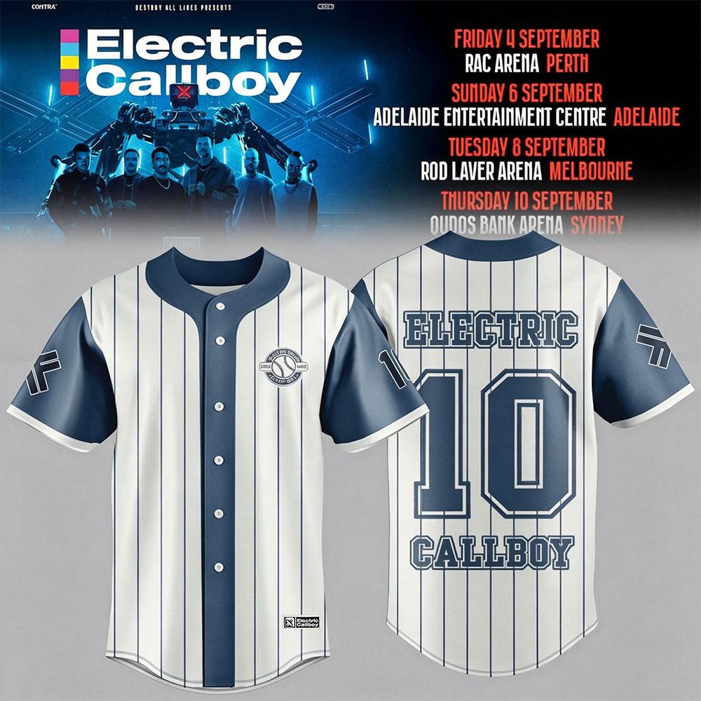 TANZNEID Welttournee 2026 Baseballtrikot Electric Callboy Nummer 10 T-Shirt Grafikdruck Merch Unisex Streetwear S gray