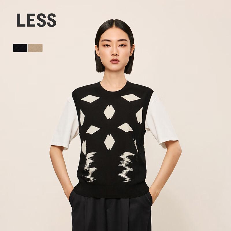 LESS 2023 Autumn Purl Stitch Short Sleeve Pullover