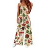 Women's Casual Sleeveless Cotton Jumpsuit with Christmas Print for Holiday Parties and Everyday Wear