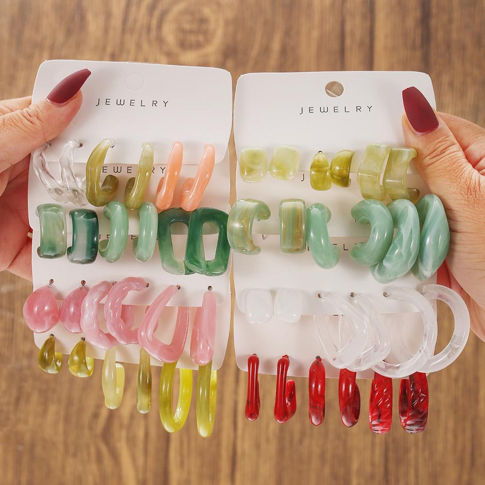 Spring and summer earrings women's design sense niche temperament earrings set multi-pair combination small fresh girl heart earrings
