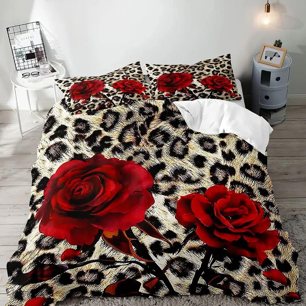Luxury Leopard Duvet Cover Queen Bedding Sets, Black Comforter Quilt Cover, Cheetah Print Gifts for Men B
