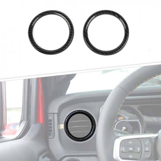 2xCarbon Dash Side Air Vent heating&Fan Cover Trim For Jeep Wrangler JL JT 2024+