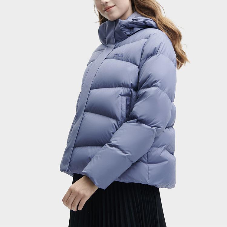 Fila Heritage Series Solid Color Hooded Casual Down Jacket Women Outerwear Medium-Purple-Blue F11W348916F-BU