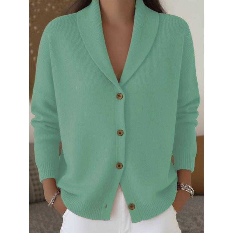 Cárdigan de punto para mujer, holgado, estilo perezoso, cuello en V, color liso, manga larga