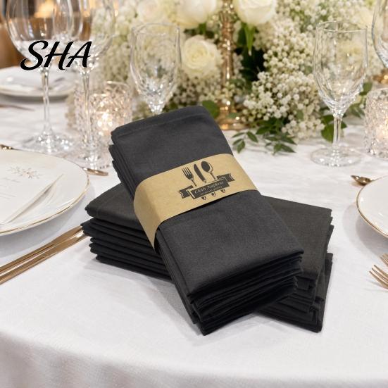 Farmhouse Style Napkins Rustic Linen Napkin, 16 Inch Cloth Solid Color Stitched Machine Washable Napkin for Dining Table Wedding Bridal Shower