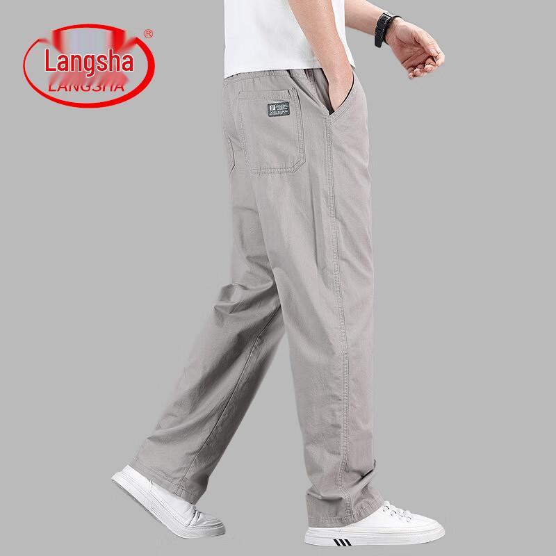 LangSha Men s Loose Straight Multi-Pocket Thin Cargo Pants 2XL
