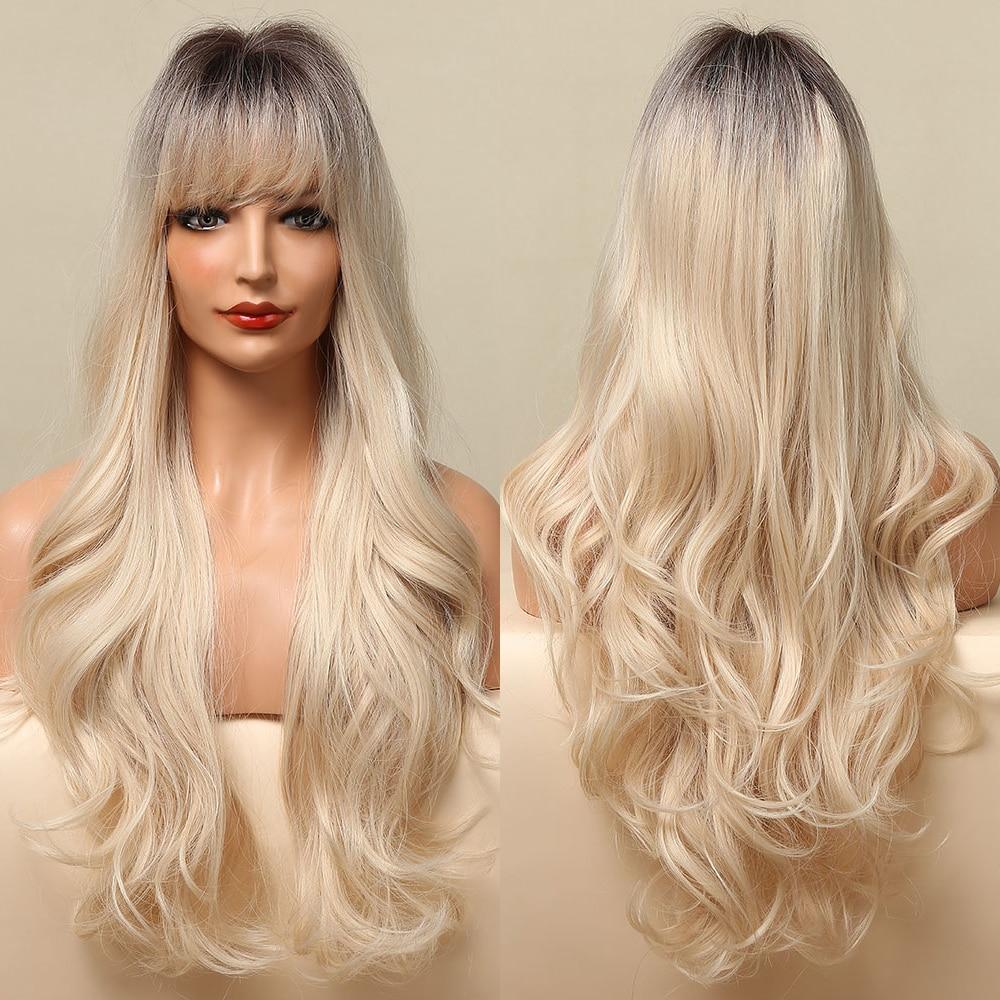 ALAN EATON Long Wavy Synthetic Hair Wigs Cosplay Party Daily Heat Resistant Wigs for Women