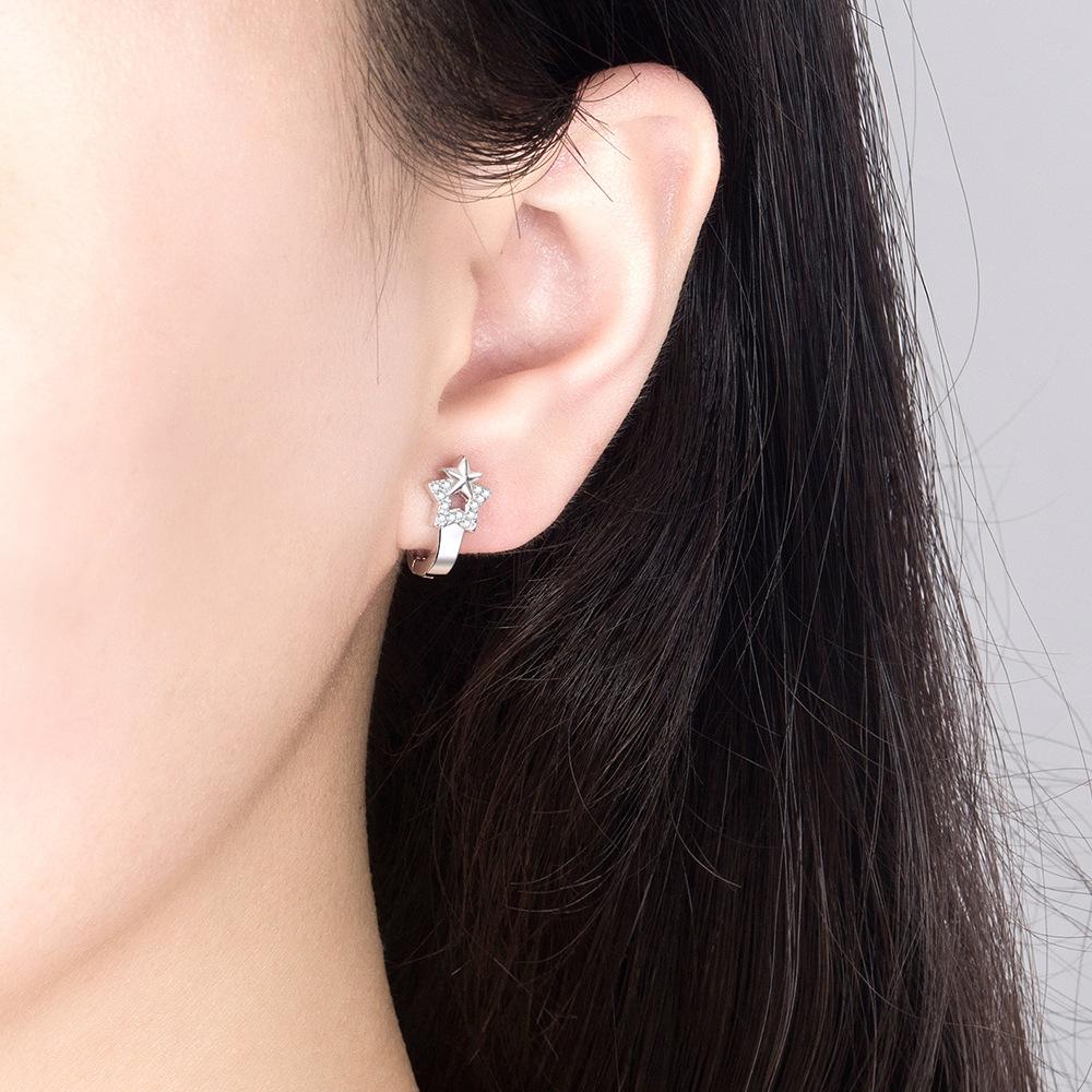 Fashion Star Single Row Zircon Five-pointed Star for Girls Simple Geometric Earrings
