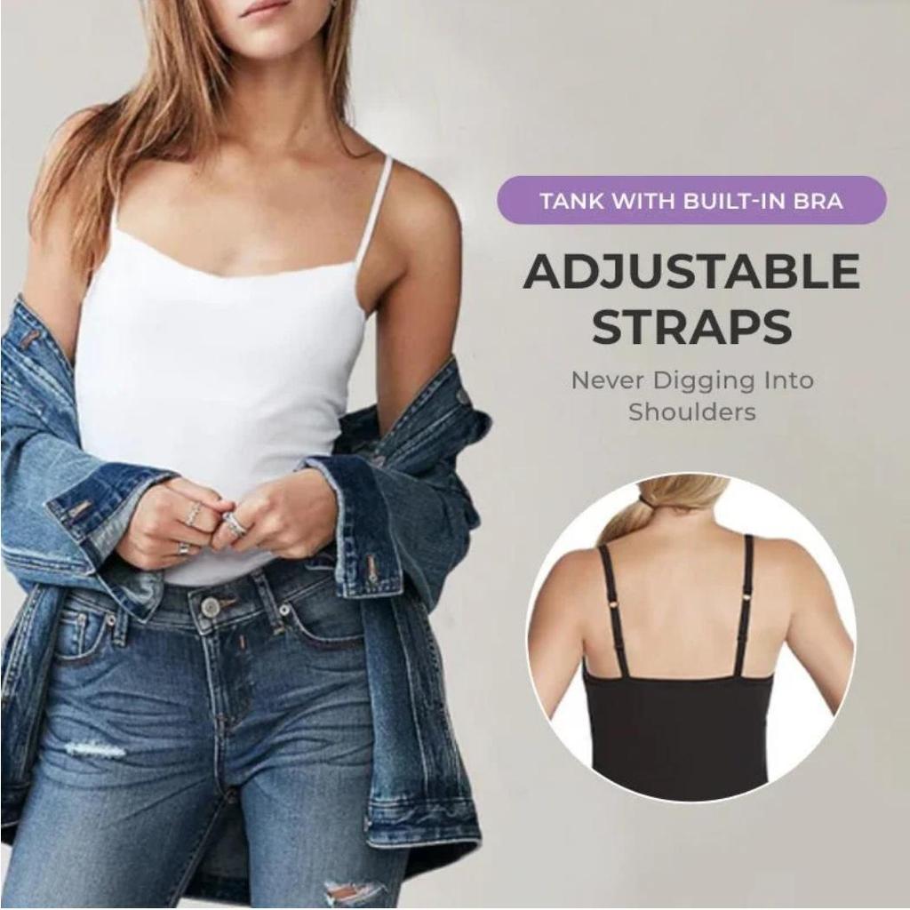 Modal Spaghetti Strap Tank Top with Chest Pads - Solid Color Sports Bra, Slim Fit