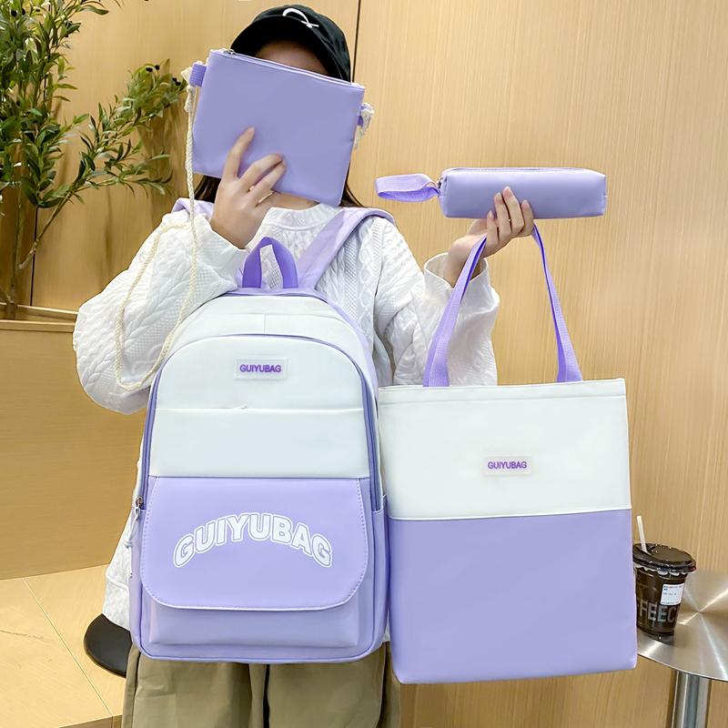 Czteroczęściowy Zestaw Plecaków Torba Szkolna dla Ucznia Dziewczęca Plecak o Dużej Pojemności Lekki