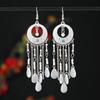 Bohemian long fringed earrings retro medium enamel color beaded niche design earrings women