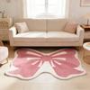 Mädchenhafter Stil Teppiche für Wohnzimmer Rosa Schleife Schlafzimmer Dekoration Teppich Flauschig Weich Unregelmäßiger Nachttischteppich Zuhause Verdickt Plüsch Bodenmatte