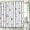 Floral Shower Curtain With Butterflies And Wildflowers Waterproof Bath Decor Elegant Bathroom Curtains Home Fashion Trend