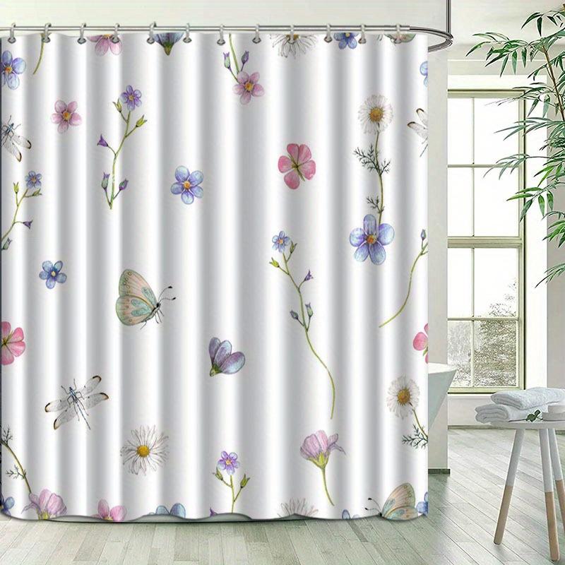 Floral Shower Curtain With Butterflies And Wildflowers Waterproof Bath Decor Elegant Bathroom Curtains Home Fashion Trend