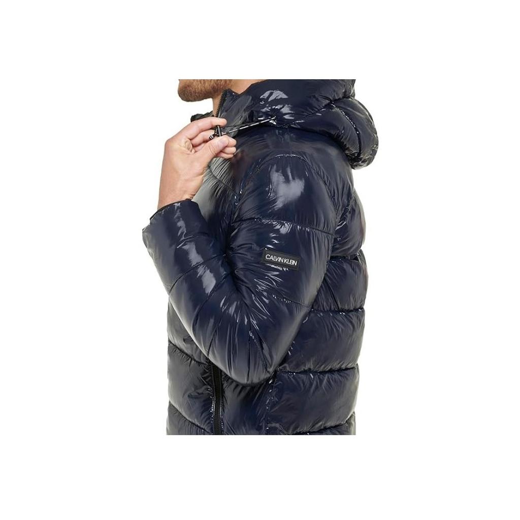 Calvin Klein Solid Color Hooded Puffer Jacket Men jackets Navy-Blue CM052418-TRUE-NAVY