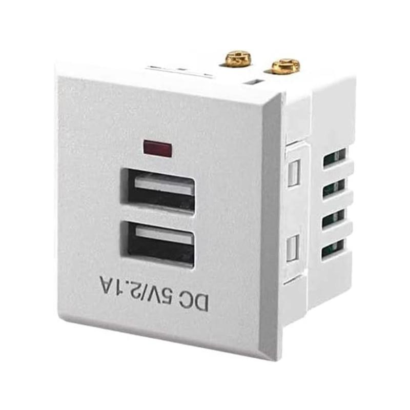 

5V 2.1A Double USB Power Socket Embedded Double USB Desktop Receptacle Charging Power Panel Module Outlet Replacement