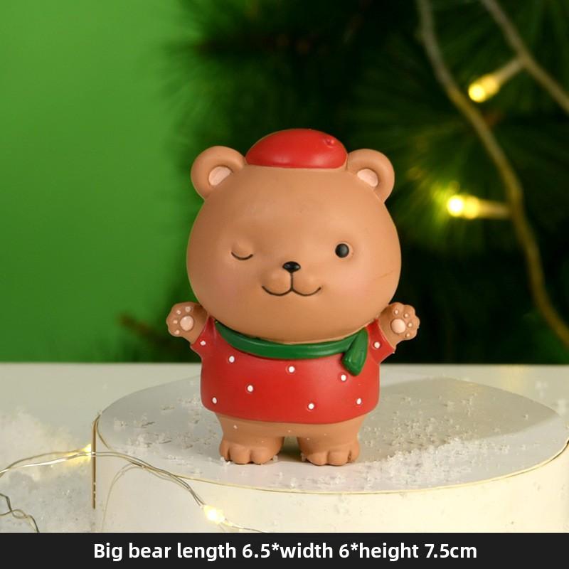 Christmas Small Animal Cute Handmade Ornaments, Santa Claus Snowman, Fox Desktop Resin Ornaments, Handicrafts