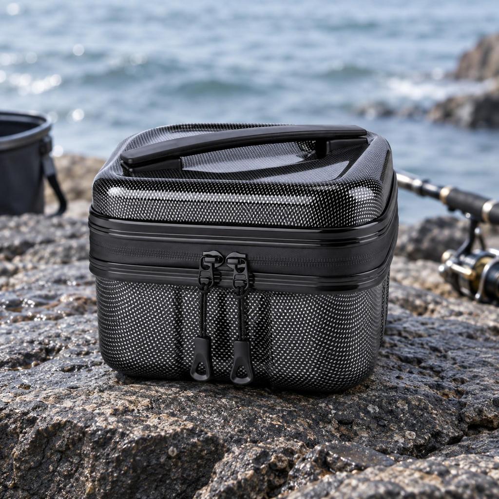 Portable Fishing Accessory Box with Handle MultiCompartment Zippered Tackle Storage