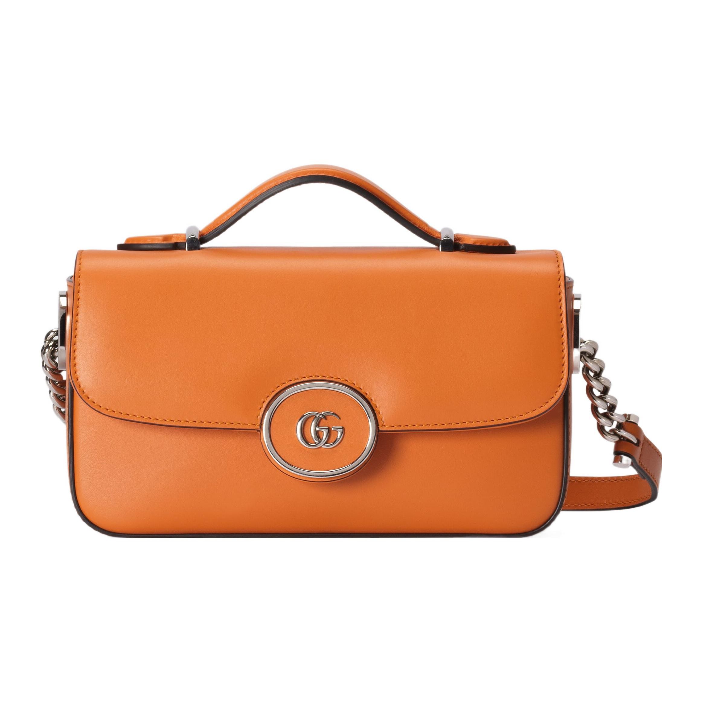 

Gucci GG Detachable Chain Shoulder Strap Leather Mini Handbag Women handbag Orange 739722-AABSG-7603 Basic Set (Bag+Dust Bag)