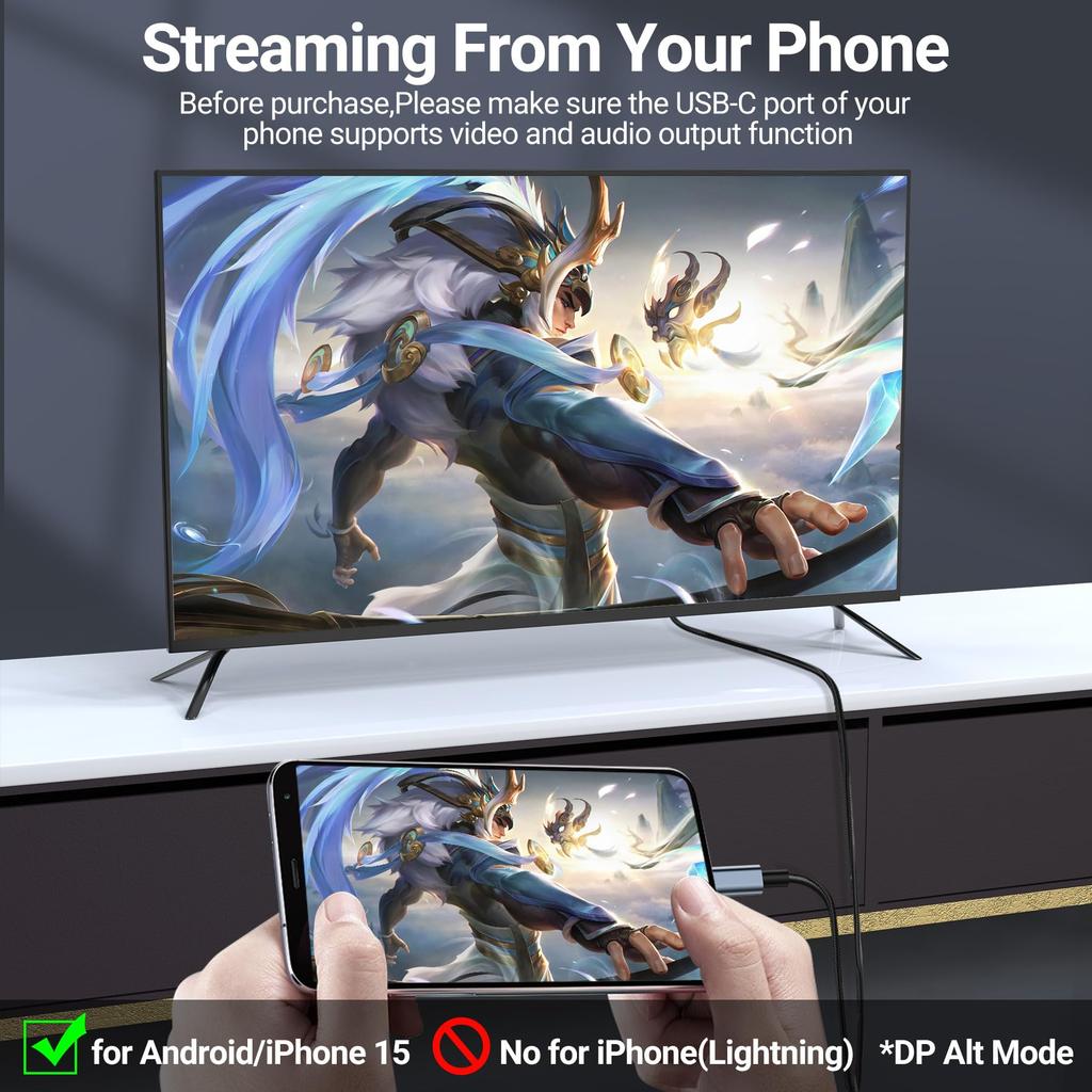 HDMI Adapter USB Type C MHL Cable Braided 4K HD Video Converter HDTV Cord for Projector Monitor TV Compatible HP Laptop MacBook