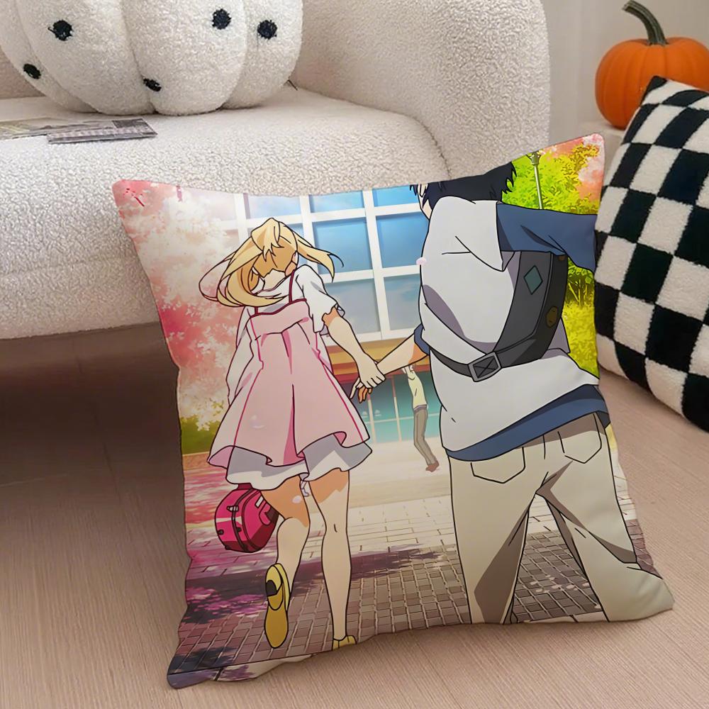 

Anime bittersweet YYour Lie in April Cushion Cover Throw Pillow Cover Hidden Button Durable Polyester Chair Cushion 30X30cm
