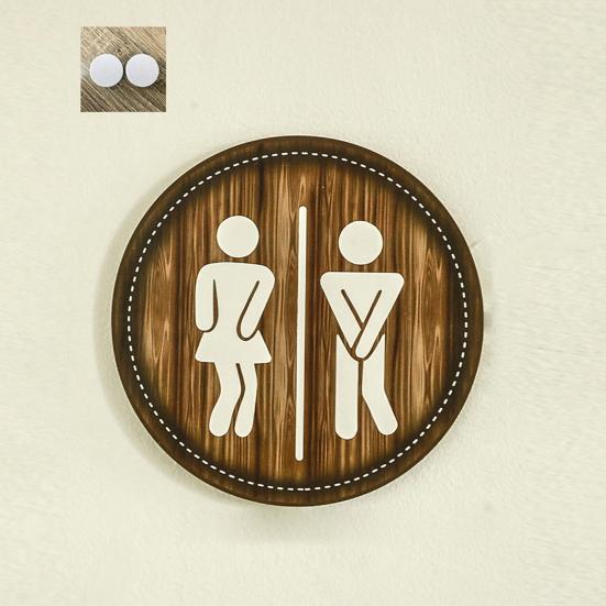 Cotton Thread Wooden Bathroom Sign Rustic Restroom Door Men Women Hanging Sign Restaurant Office