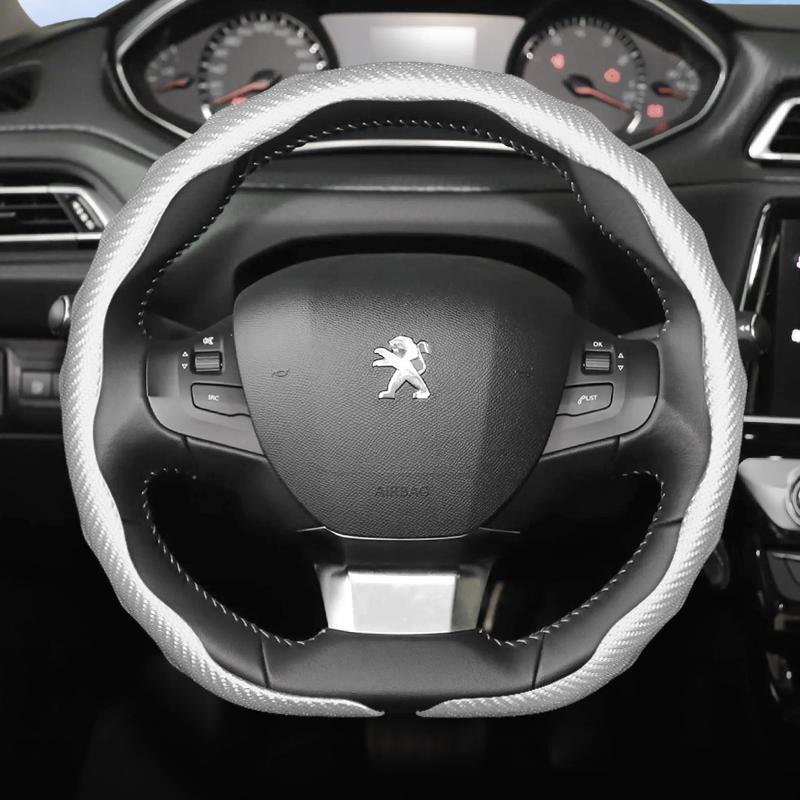 Vcxja9 Adatto per Peugeot Coprivolante in Fibra di Carbonio Texture A Scatto Design Sportivo Ondulato Guscio Protettivo 208 308 3008 Partner Exper