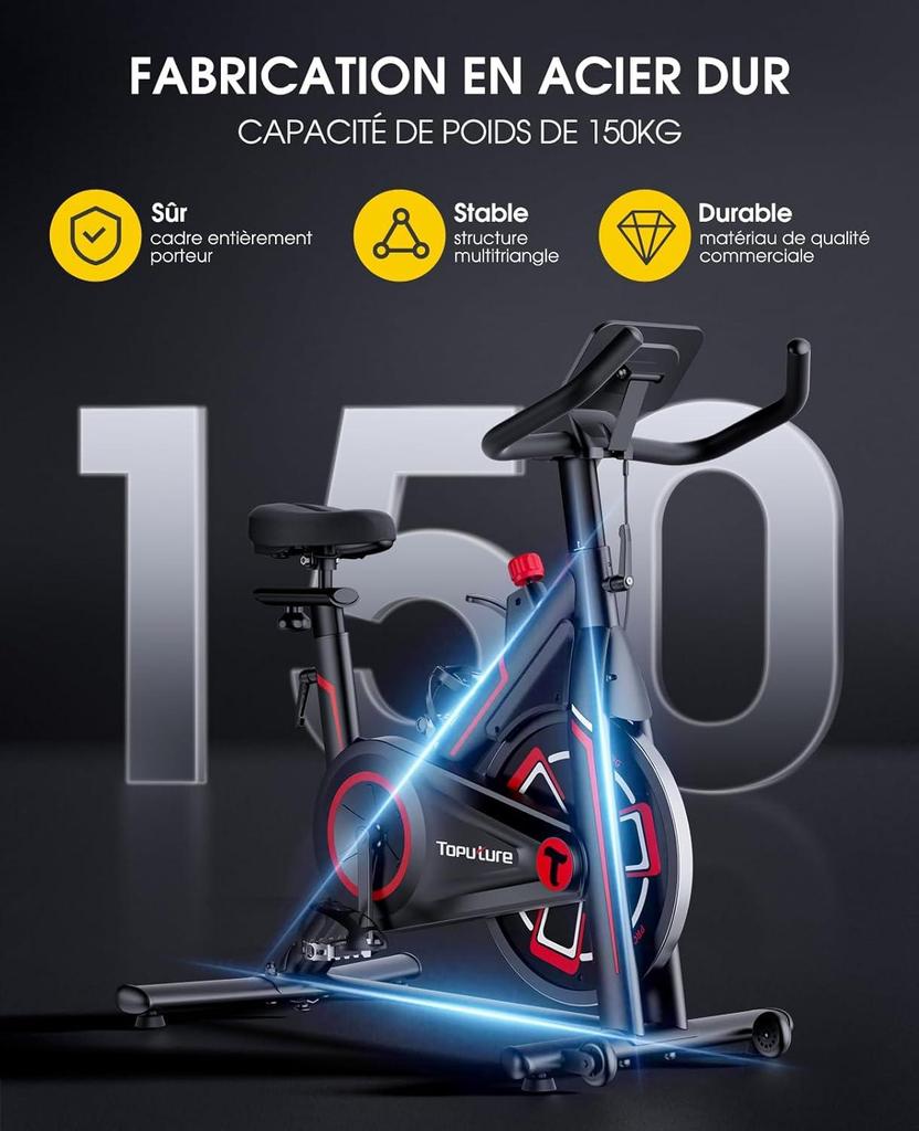 New Toputure TEB1 Fitness Bike Connectivity Application, Silent, LCD Ergometer, Bicycle Exercise Aerobic Machine, Customize Your Home Exercise.