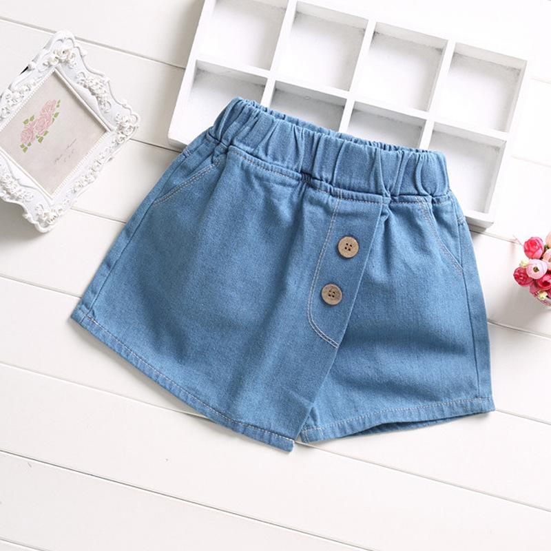 Neue Mädchen Jeansrockhosen Sommer Ausländische Shorts Kinder Faltenhosen Mode Koreanische Version von Kinderkleidung